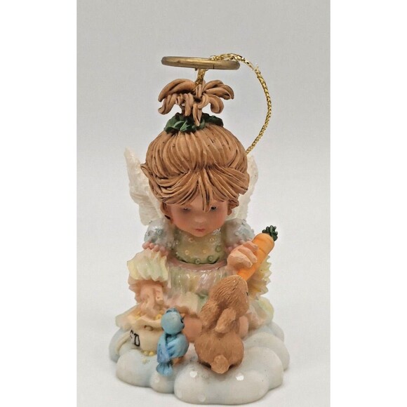 HollyDay Angels Ashton Drake Heirloom Feeding Bunny Bird Christmas Ornament - Picture 1 of 5